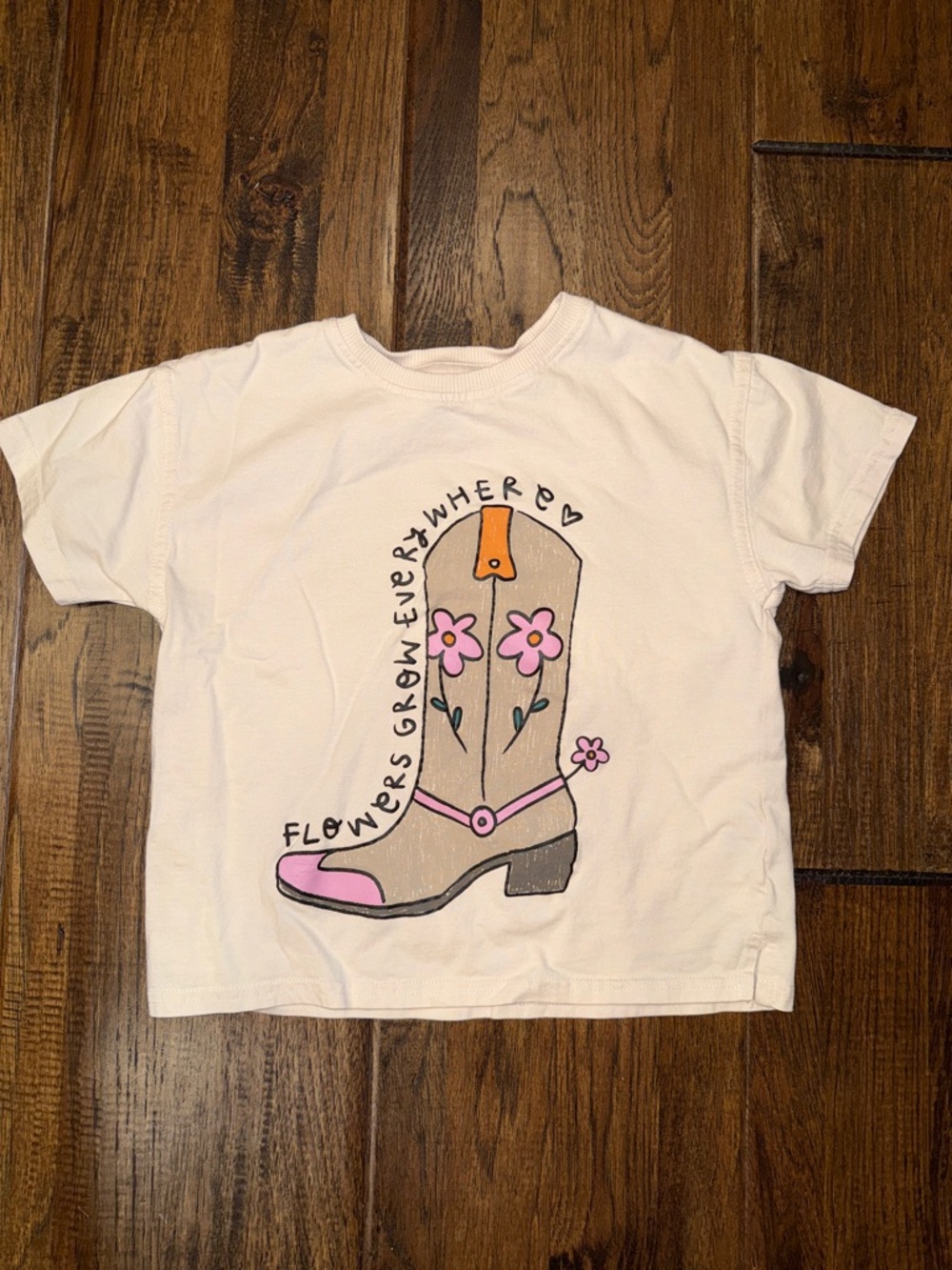Zara Graphic Tee with Pink Cowboy Boot Design. Size 6. Like new.